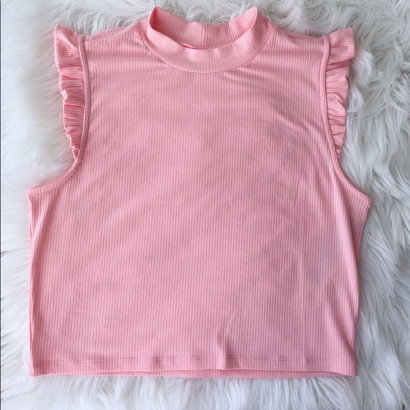 Tresics Tops - Tresics High Neck Ruffle Crop Top